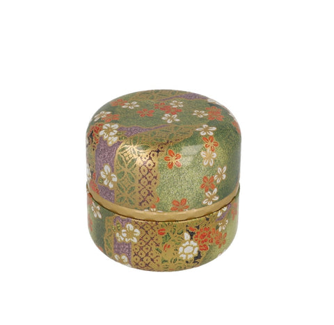 Canister Green Flowers